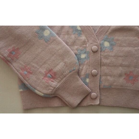 For Love & Lemons Women's Sz Large Lavender Puff Sleeve Willow Cropped Sweater - Picture 6 of 11